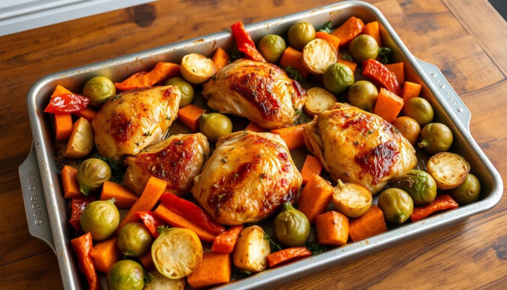 Quick sheet pan chicken dinners