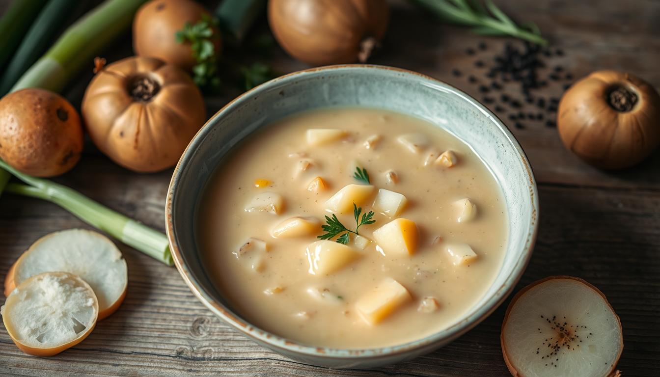 Vegan potato leek soup