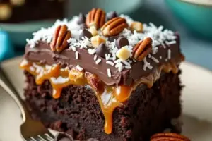 German Chocolate Poke Cake