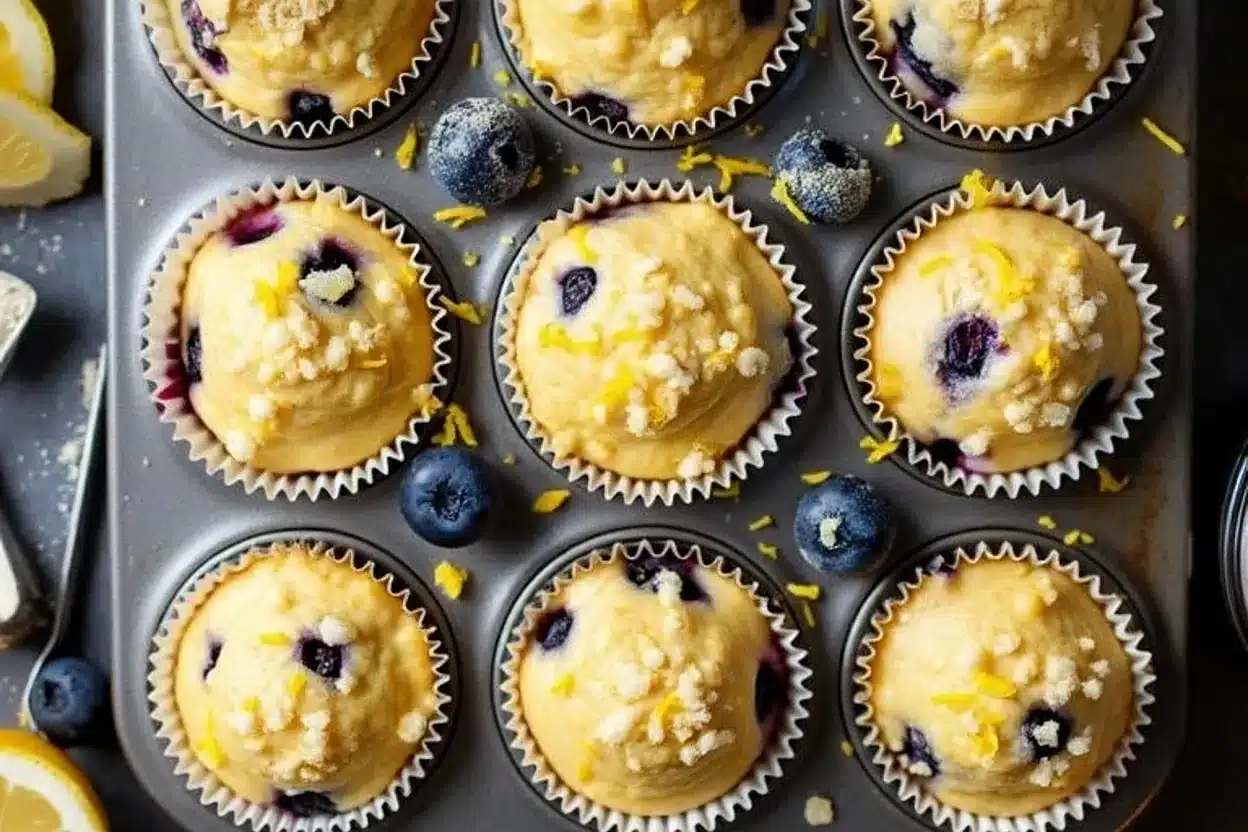 Lemon Blueberry Cheesecake Muffins