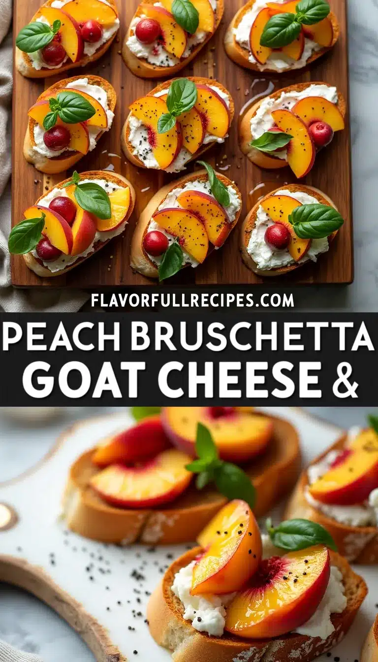 Pinterest pin for Peach Bruschetta