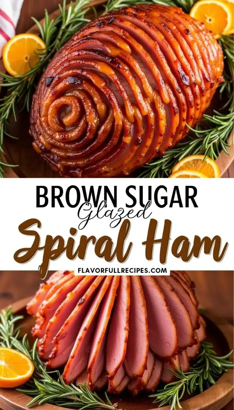 Pinterest pin for brown sugar glazed spiral ham