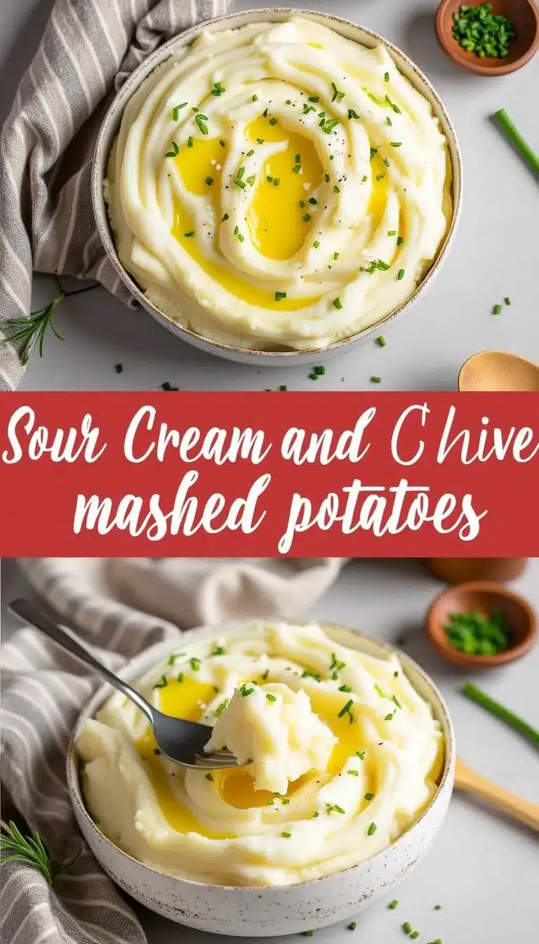 Pinterest pin for sour cream and chive mashed potatoes