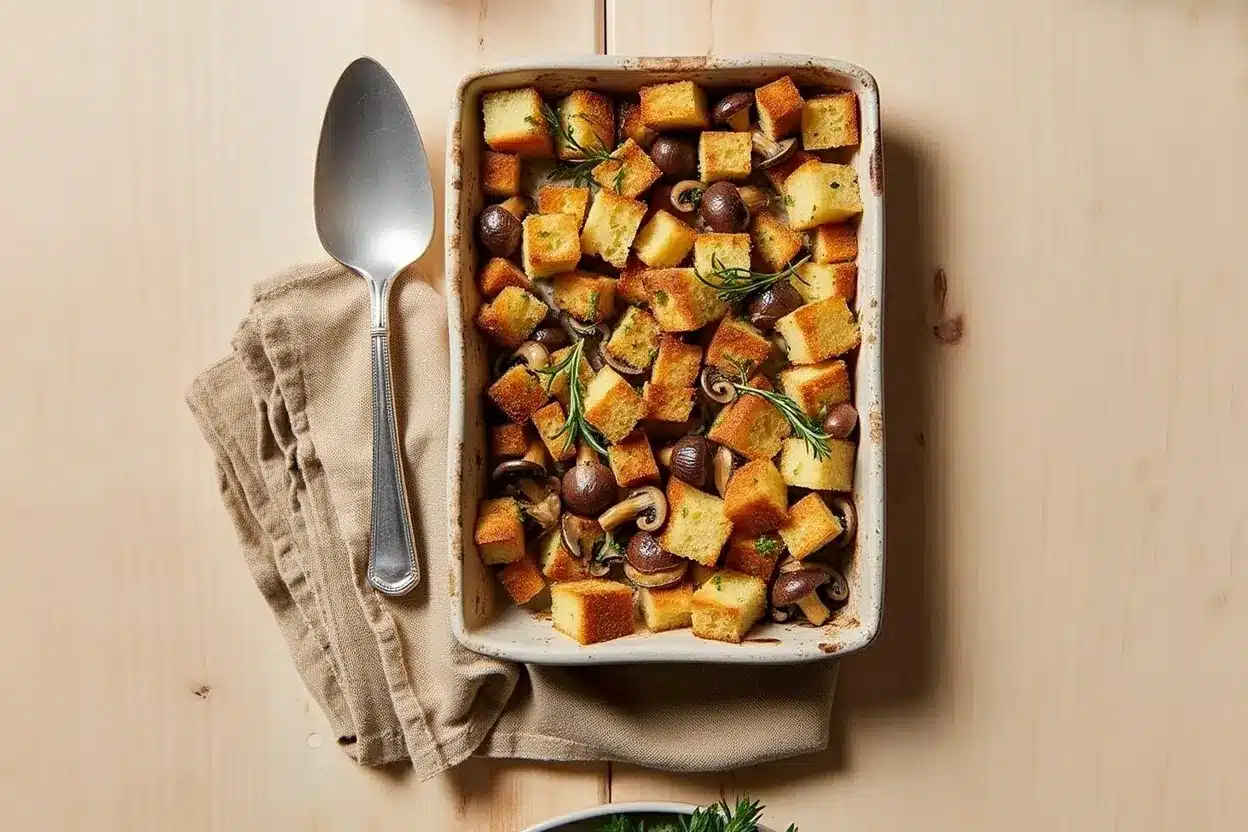 Irresistible Sourdough Stuffing Recipe with Herbs and Mushrooms
