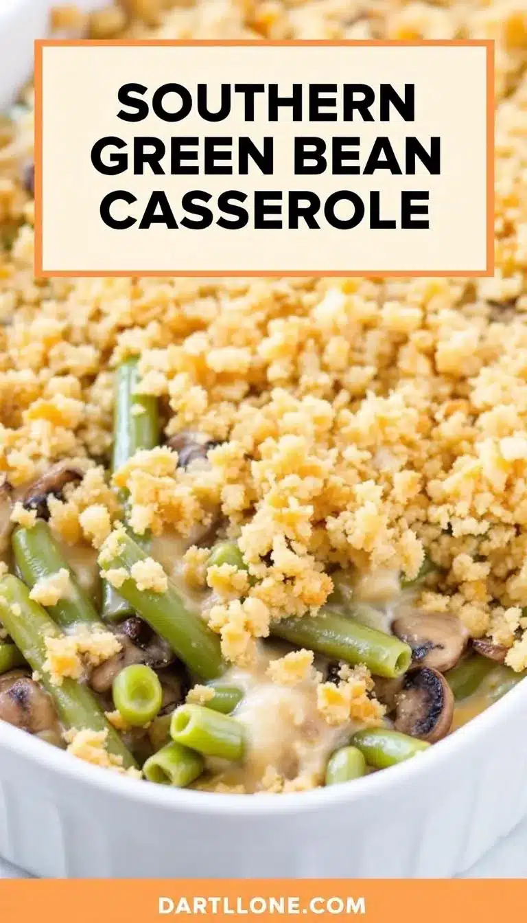 Pinterest pin for Southern green bean casserole