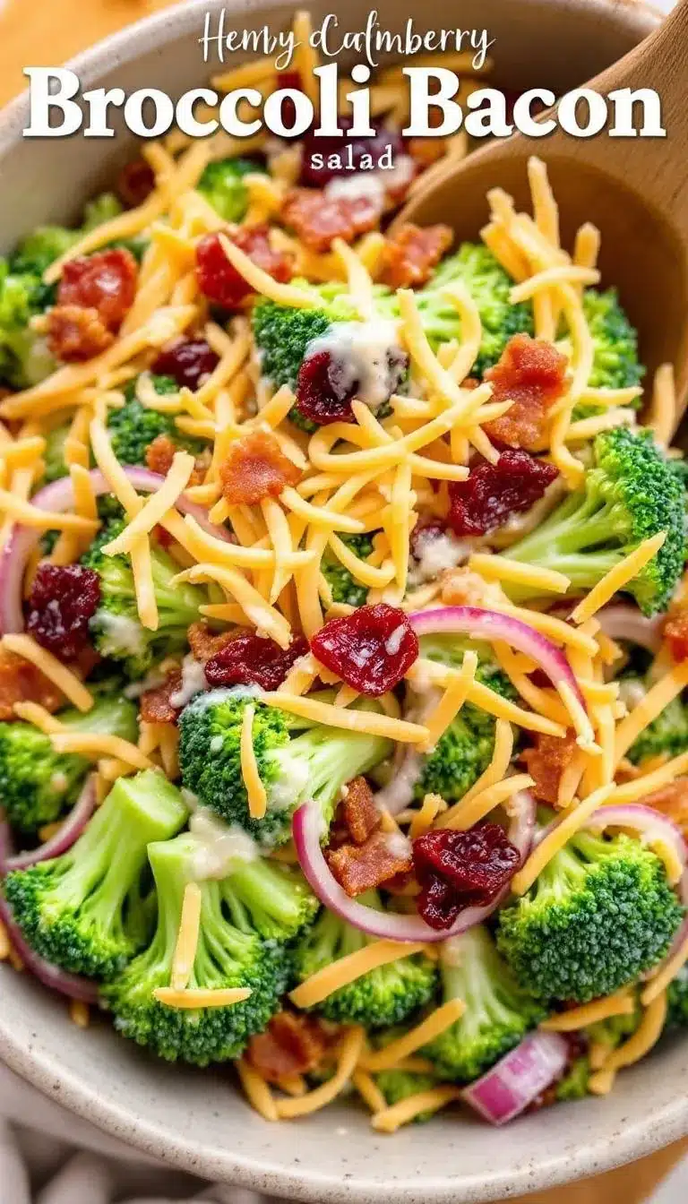 Pinterest pin for broccoli bacon salad