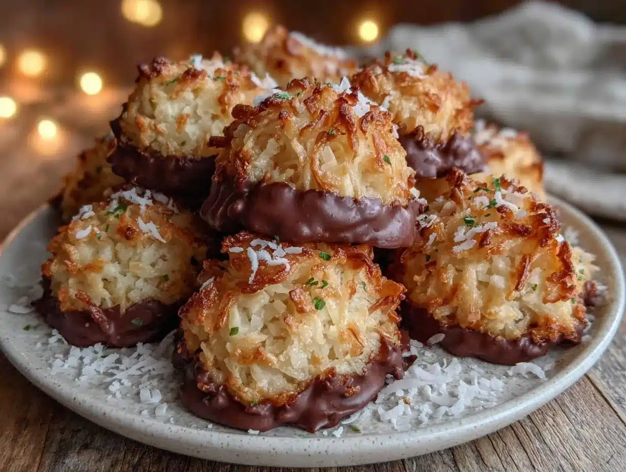 chocolate-dipped coconut macaroons preparation steps
