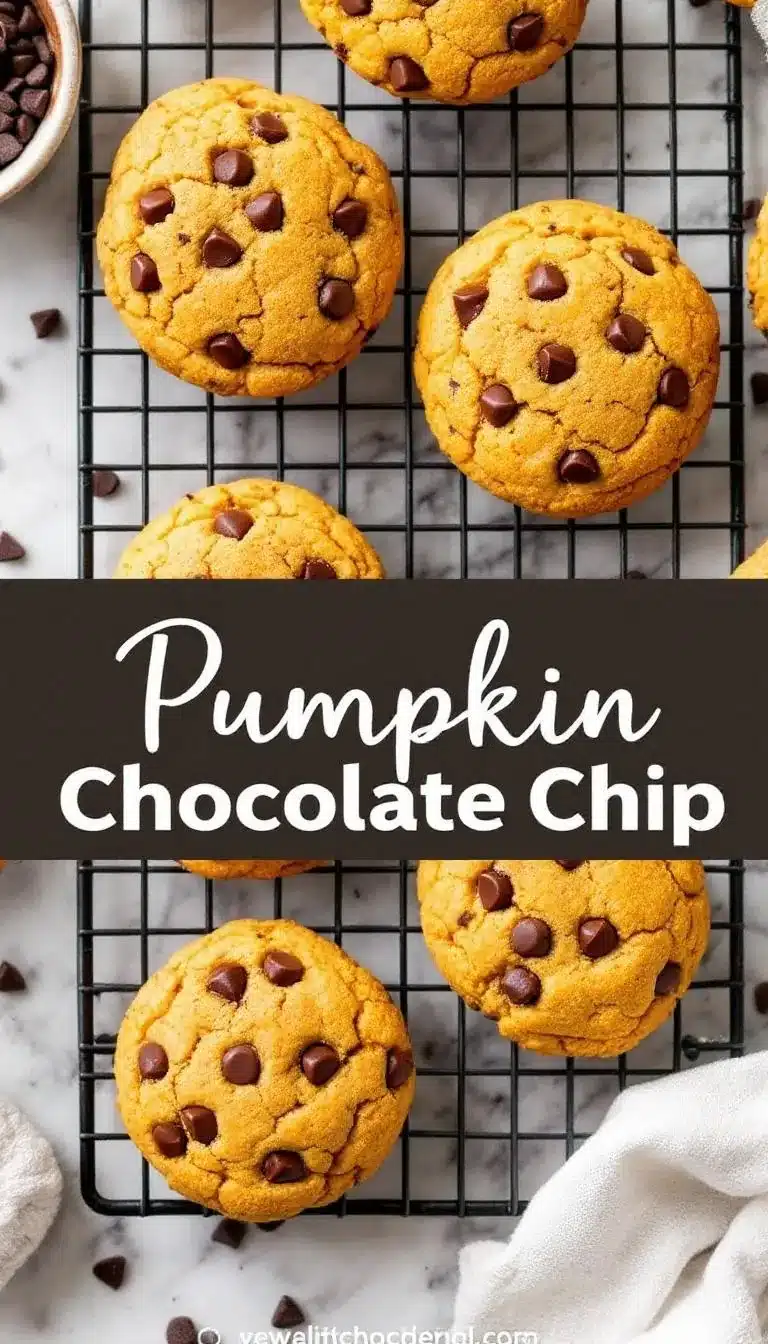 Pinterest pin for pumpkin chocolate chip cookies