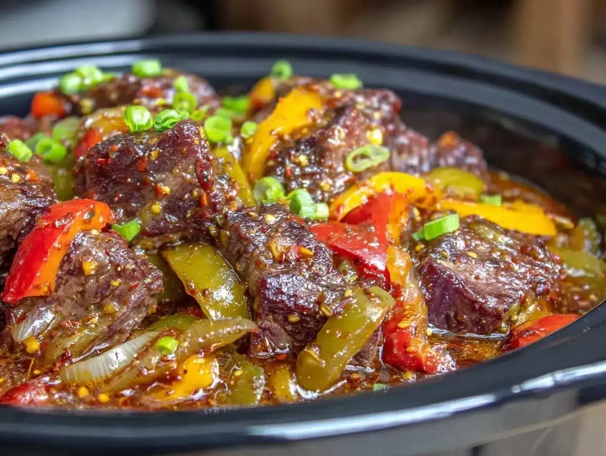 slow cooker pepper steak preparation steps