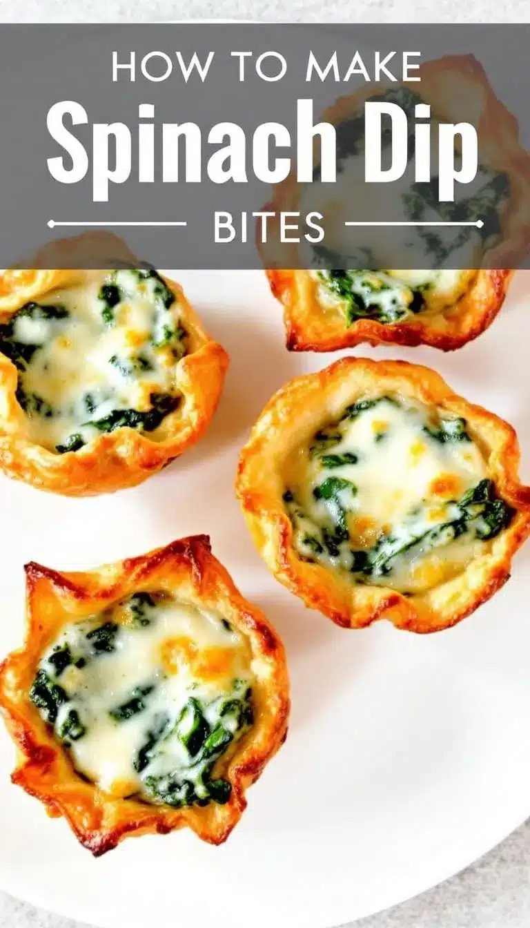 Pinterest pin for spinach dip bites