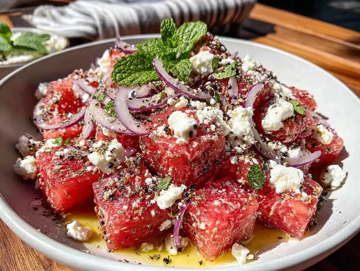 watermelon feta salad preparation steps