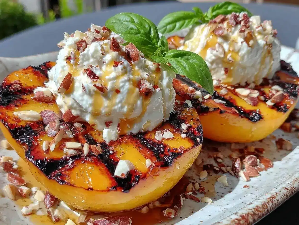 fresh grilled peach and burrata salad preparation steps