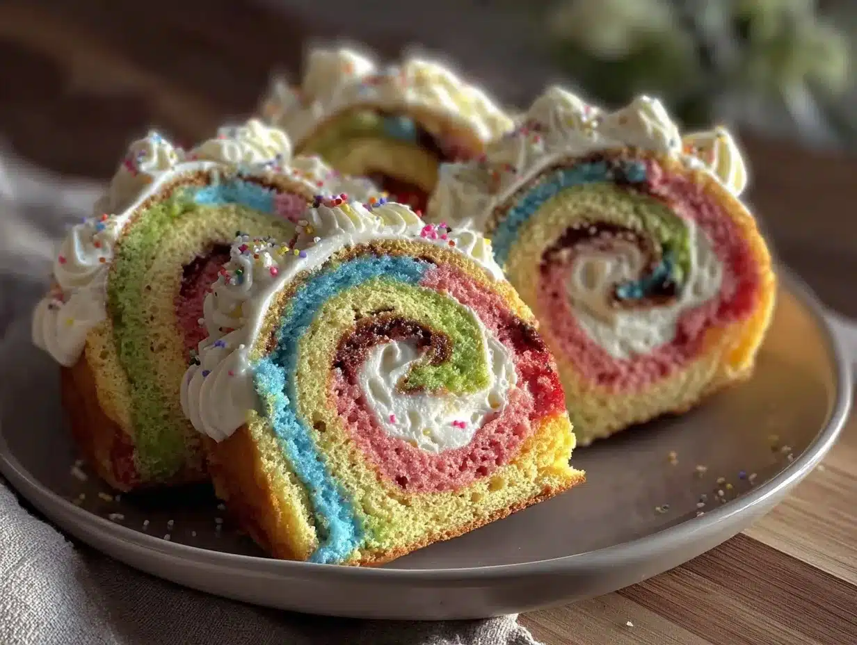 multi-color jelly roll cake preparation steps