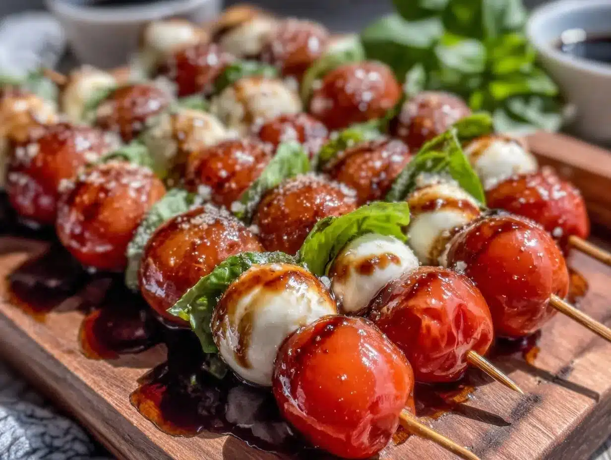 Caprese salad skewers preparation steps