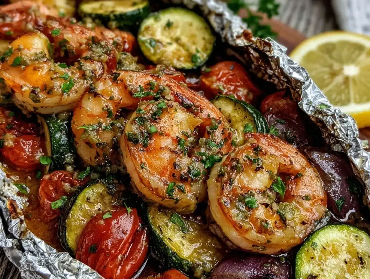 Flavorful Garlic Butter Shrimp Foil Packets Easy Healthy Dinner Recipe