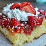 moist strawberry jello poke cake - featured image