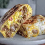 sausage egg and cheese breakfast burrito - featured image