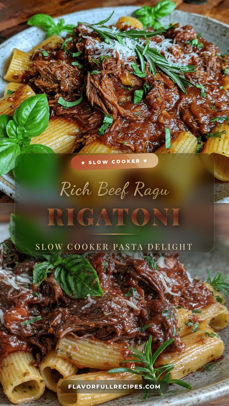 Flavorful Slow Cooker Beef Ragu Recipe Easy Homemade Rigatoni Pasta Dinner