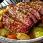 slow cooker corned beef and cabbage - featured image
