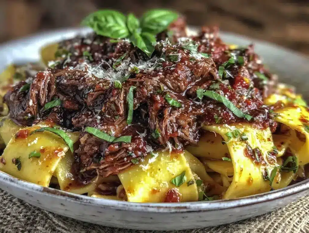 tender crockpot beef ragu - featured image