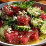 watermelon cucumber salad - featured image