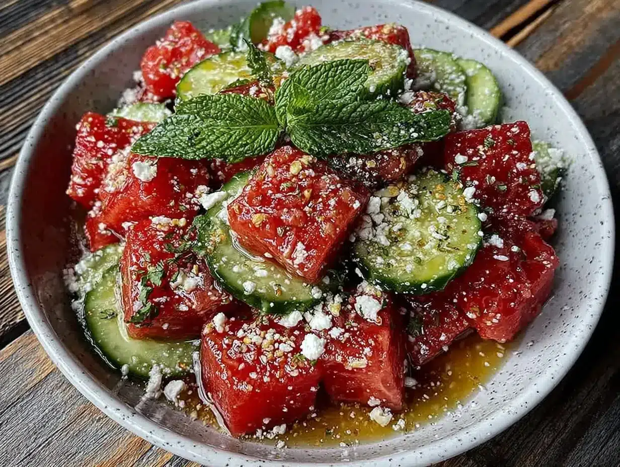 watermelon cucumber salad preparation steps