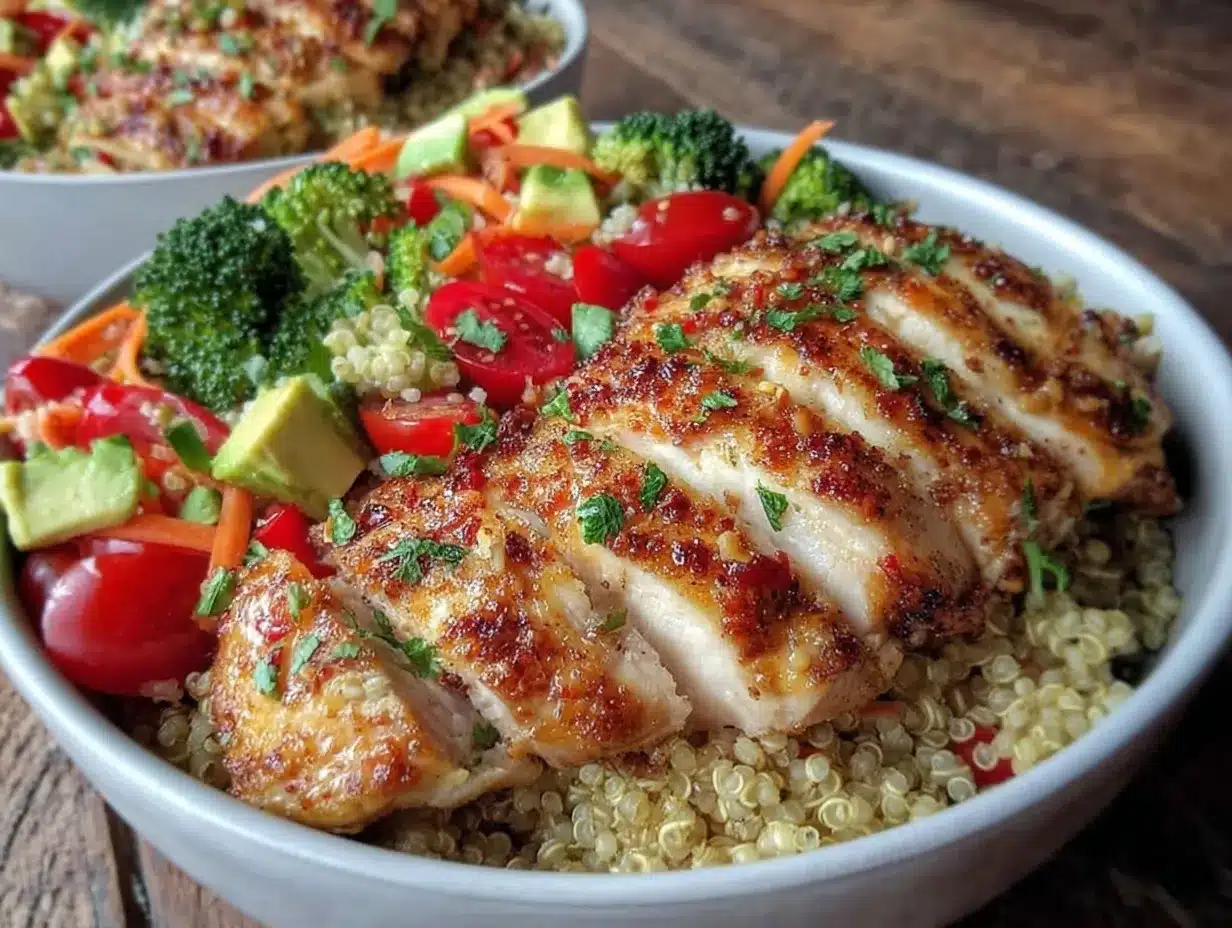 chicken and quinoa meal prep bowls preparation steps
