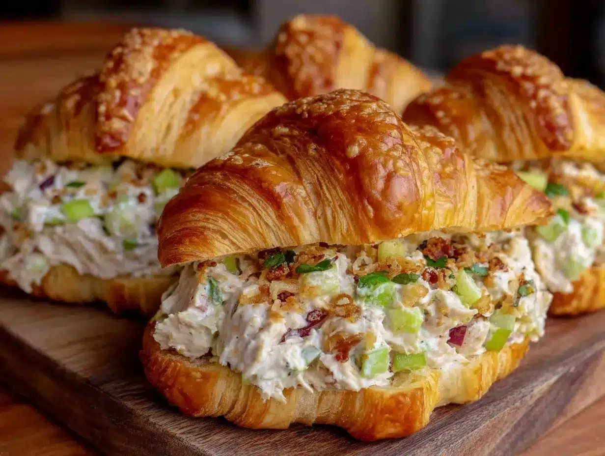 creamy classic chicken salad croissant sandwiches preparation steps