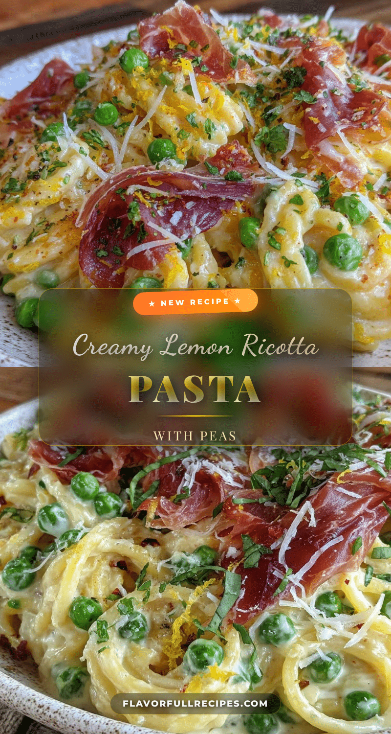 Spring Ricotta Pasta Creamy Lemon Ricotta Spring Pasta Recipe with Peas and Prosciutto Easy ...