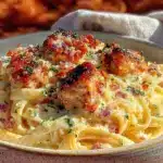 creamy pressure cooker chicken alfredo pasta - featured image