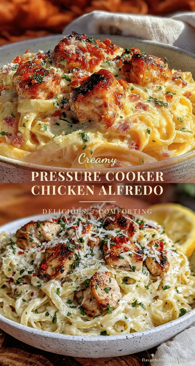 creamy pressure cooker chicken alfredo pasta recipe