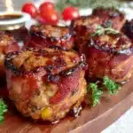 mini bbq bacon wrapped meatloaf muffins - featured image