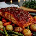 sheet pan balsamic glazed salmon - featured image