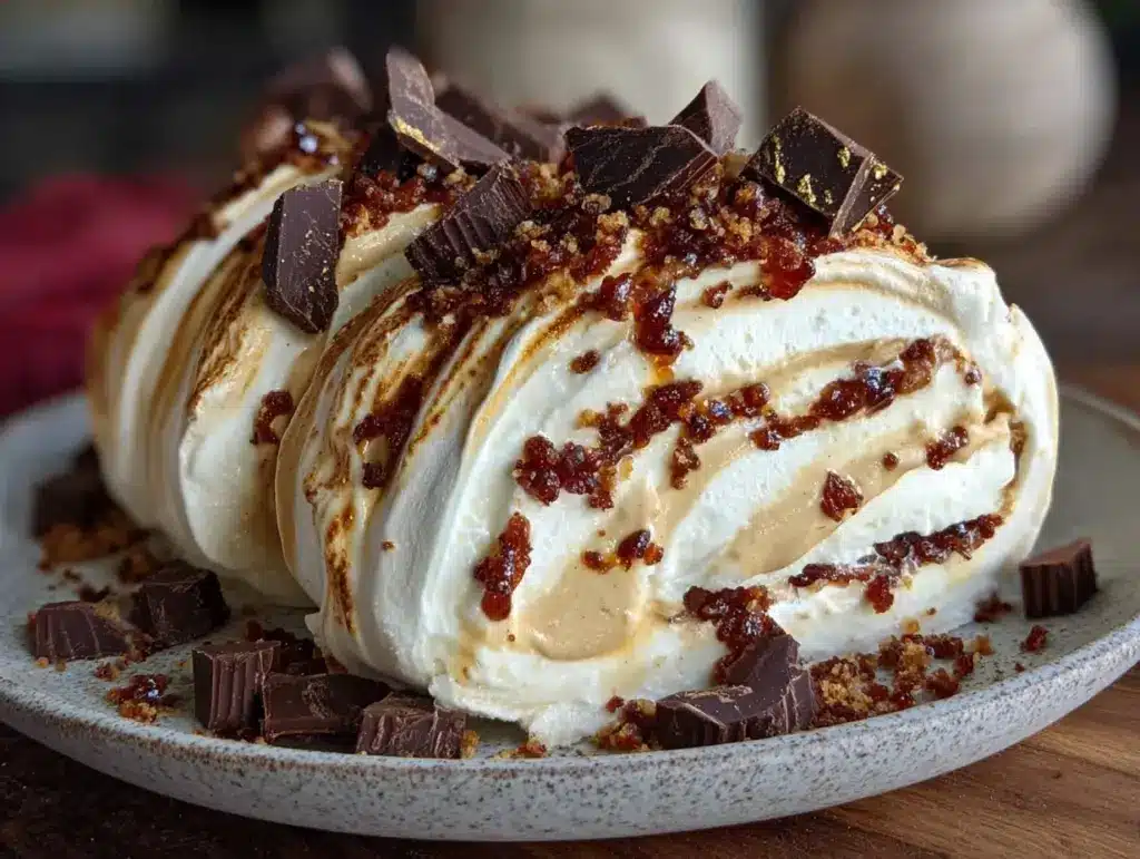 brown sugar pavlova roll - featured image