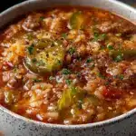 cozy crockpot cabbage roll soup - featured image