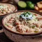 cozy crockpot white chicken chili for two - featured image
