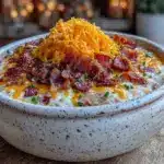 creamy crockpot loaded baked potato soup - featured image