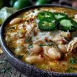 creamy crockpot white chicken chili - featured image