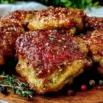 crispy baked chicken thighs with honey mustard glaze - featured image