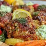 crispy greek chicken sheet pan dinner - featured image