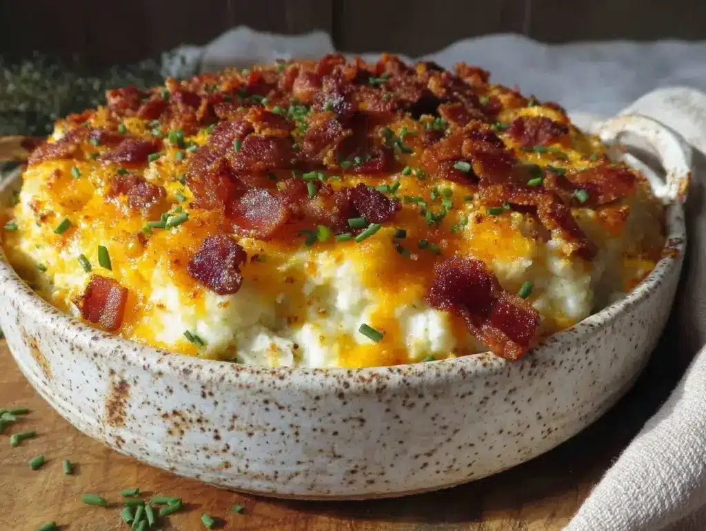 crispy twice baked potato casserole - featured image