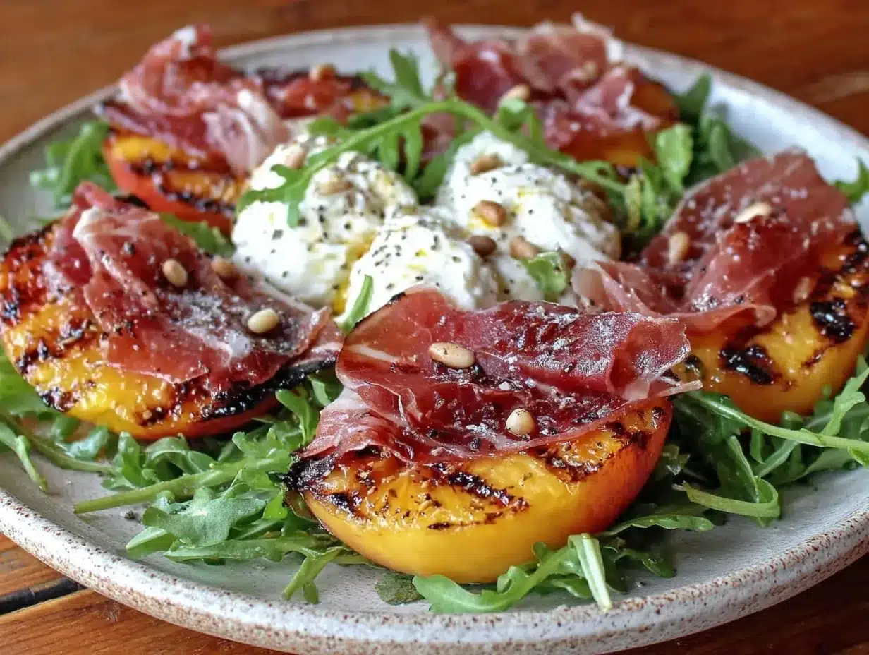 fresh grilled peach salad preparation steps