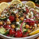 fresh mediterranean chickpea salad - featured image