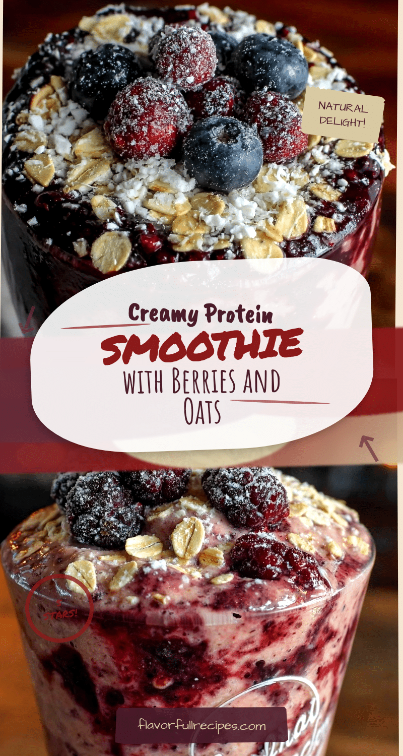Healthy Protein Smoothie with Frozen Berries and Oats Easy Recipe for ...