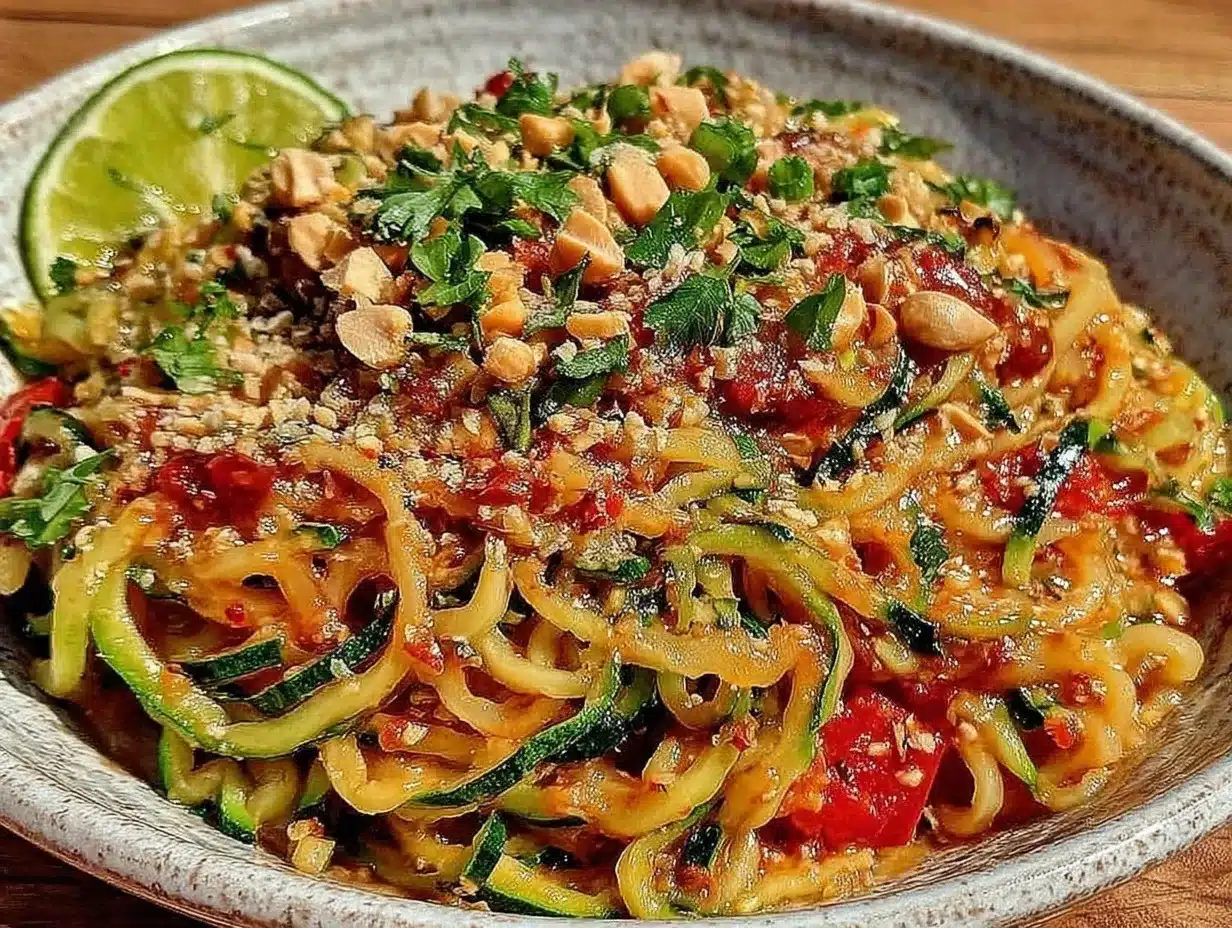 Healthy Zucchini Noodle Pad Thai preparation steps