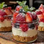 mason jar berry cheesecake parfait - featured image