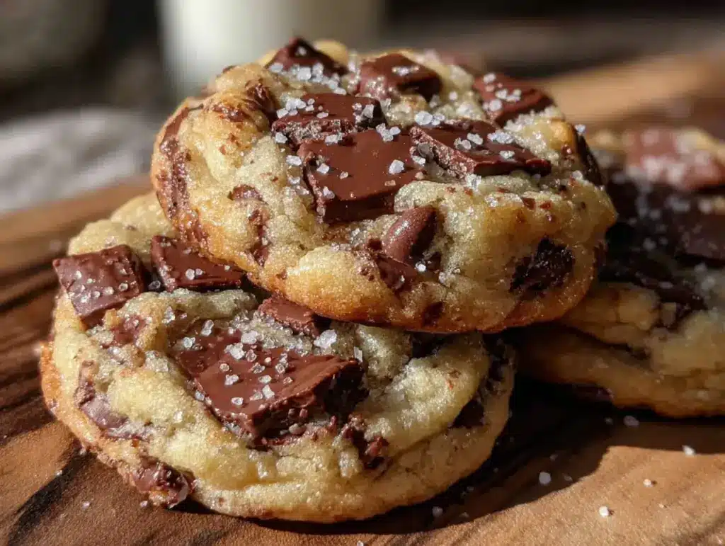Savory Triple Chocolate Chip Cookies with Sea Salt Easy Homemade Recipe