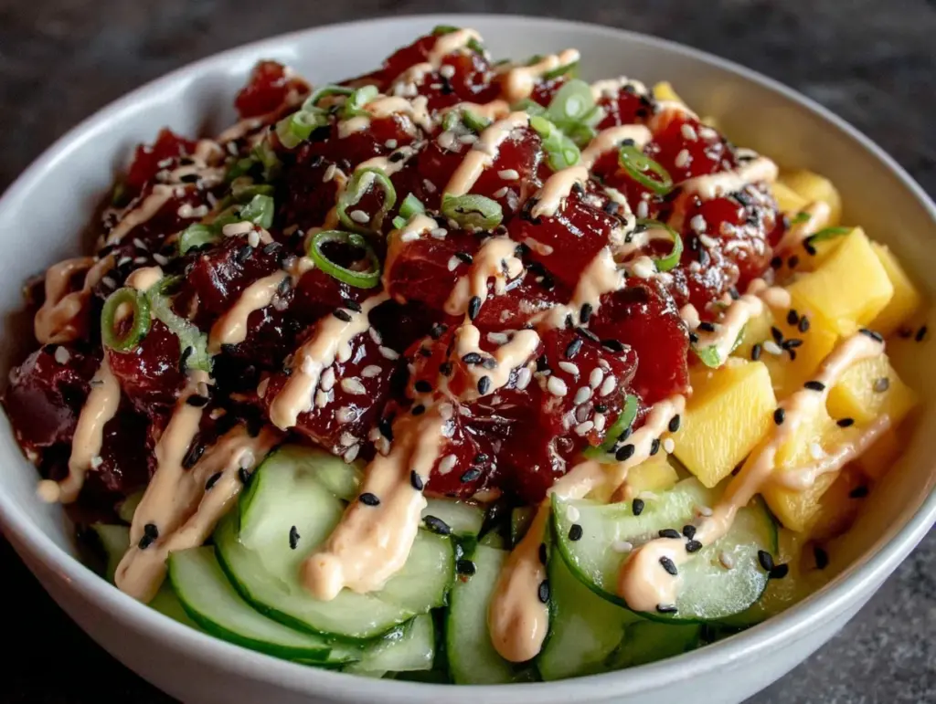 spicy tuna poke bowl - featured image