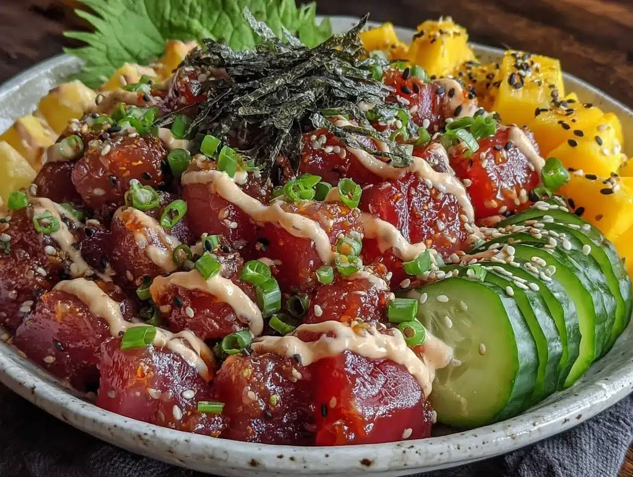 spicy tuna poke bowl preparation steps