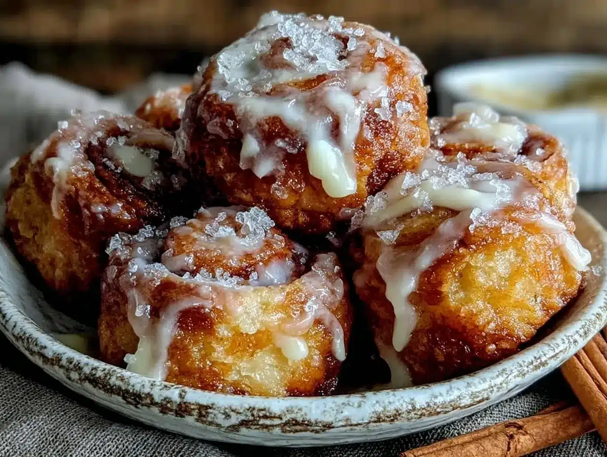 Crispy Air Fryer Cinnamon Roll Bites Easy Recipe with Vanilla Cream ...